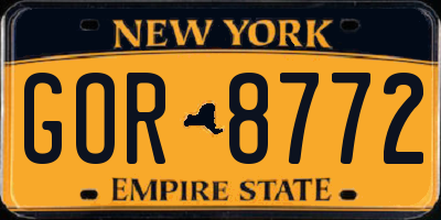 NY license plate GOR8772