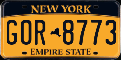 NY license plate GOR8773