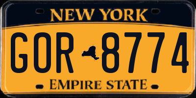 NY license plate GOR8774