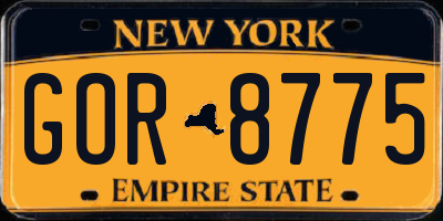 NY license plate GOR8775