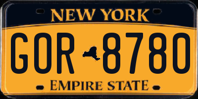 NY license plate GOR8780