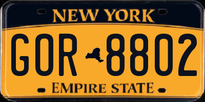 NY license plate GOR8802