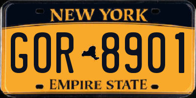 NY license plate GOR8901