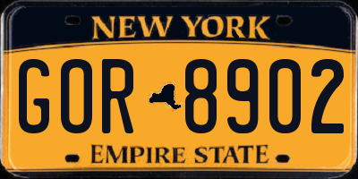NY license plate GOR8902