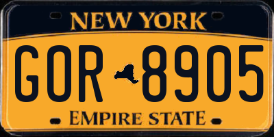 NY license plate GOR8905