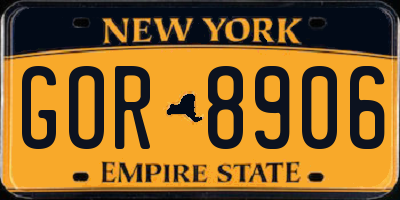 NY license plate GOR8906