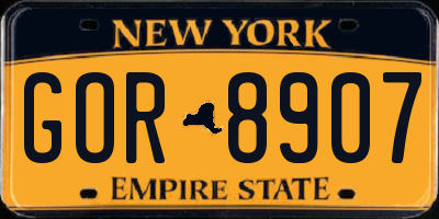 NY license plate GOR8907