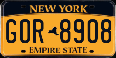 NY license plate GOR8908
