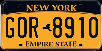 NY license plate GOR8910