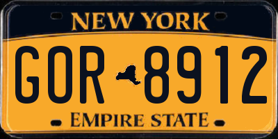 NY license plate GOR8912