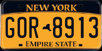 NY license plate GOR8913