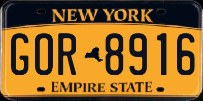 NY license plate GOR8916