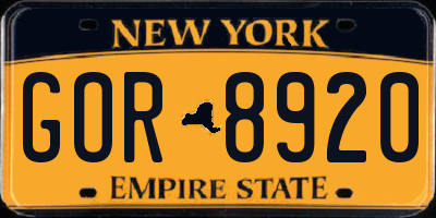 NY license plate GOR8920