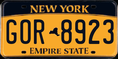 NY license plate GOR8923