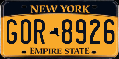 NY license plate GOR8926