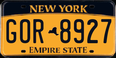 NY license plate GOR8927