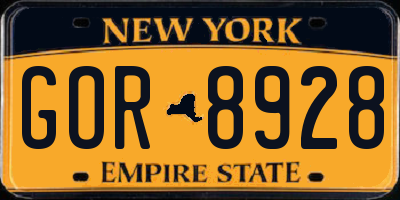 NY license plate GOR8928