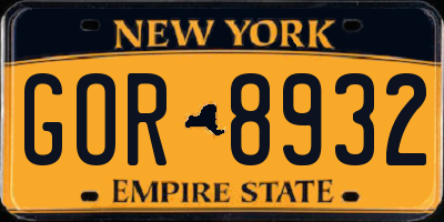 NY license plate GOR8932