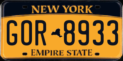 NY license plate GOR8933