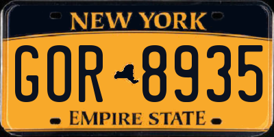 NY license plate GOR8935