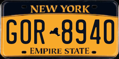 NY license plate GOR8940
