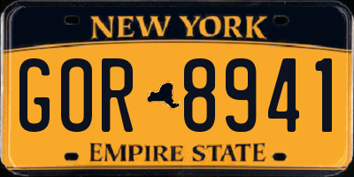 NY license plate GOR8941