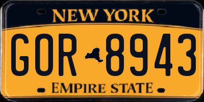 NY license plate GOR8943