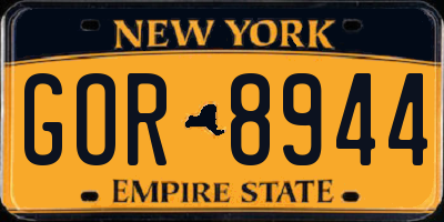 NY license plate GOR8944