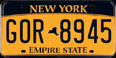 NY license plate GOR8945