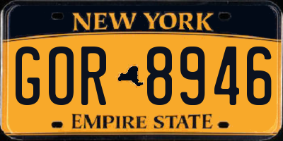 NY license plate GOR8946