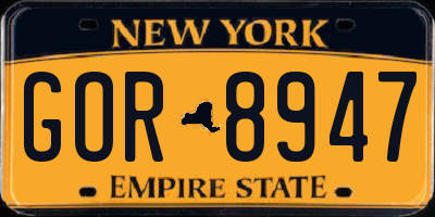 NY license plate GOR8947