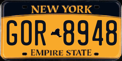 NY license plate GOR8948