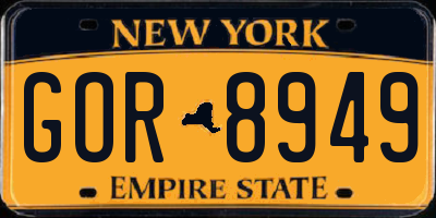 NY license plate GOR8949