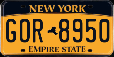 NY license plate GOR8950