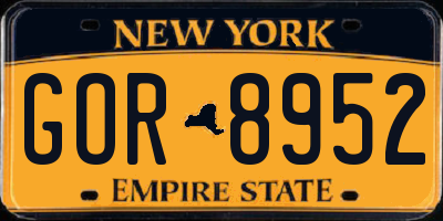 NY license plate GOR8952