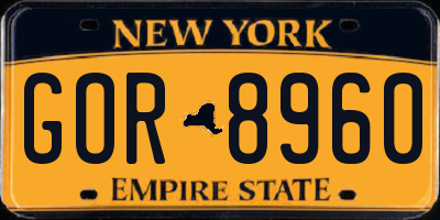 NY license plate GOR8960