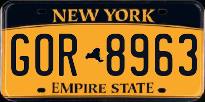 NY license plate GOR8963