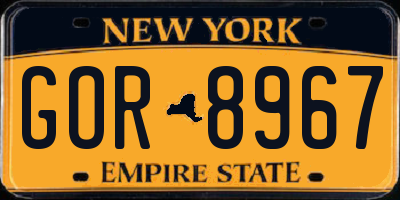 NY license plate GOR8967