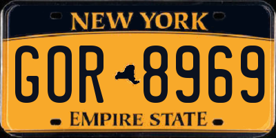 NY license plate GOR8969