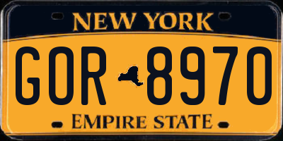 NY license plate GOR8970