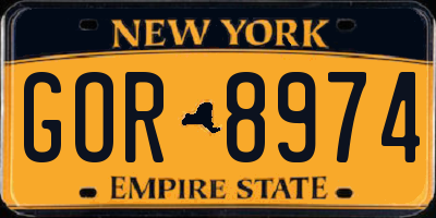 NY license plate GOR8974