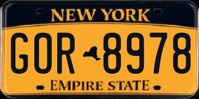 NY license plate GOR8978