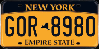 NY license plate GOR8980
