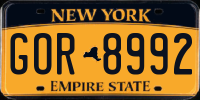 NY license plate GOR8992