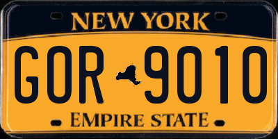 NY license plate GOR9010