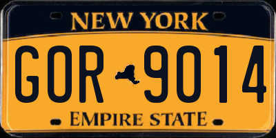 NY license plate GOR9014