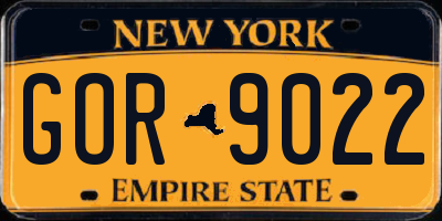 NY license plate GOR9022