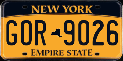 NY license plate GOR9026