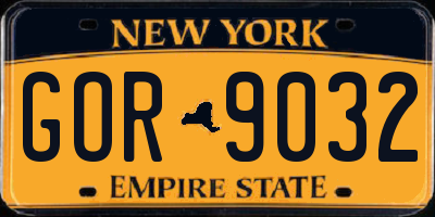 NY license plate GOR9032
