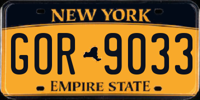 NY license plate GOR9033